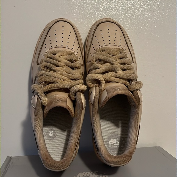 Custom Air Force 1 Coffee Dipped and Rope Laces Brand New - Picture 5 of 10